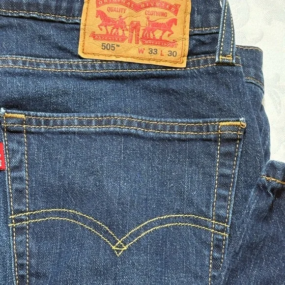 Levis Regular Fit 505 Jeans Size 33x30 Mens Blue Denim - Picture 2 of 8